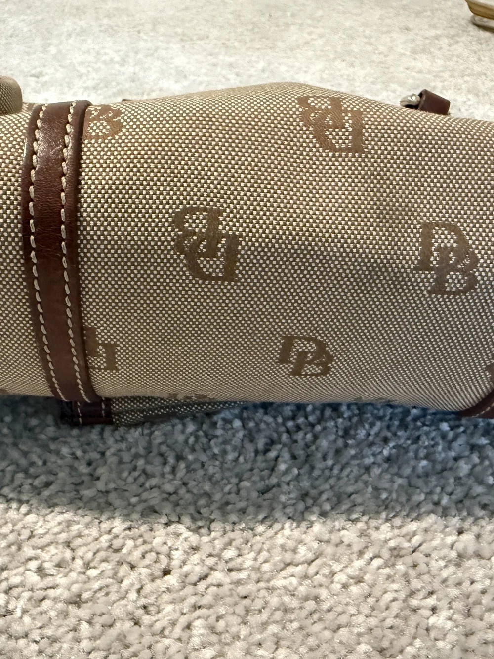 Dooney & Bourke Tan Signature Canvas Purs3 with Coin Pouch